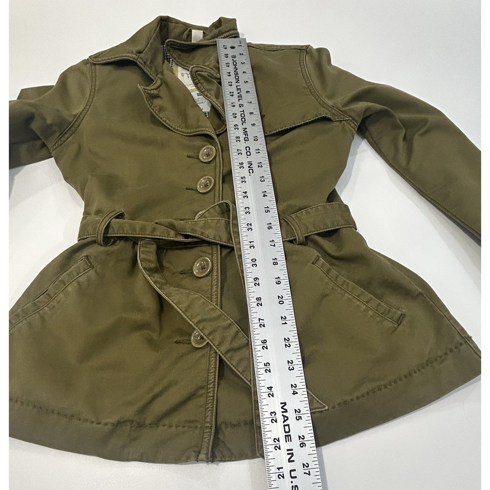 Levis Mid Length belted Trendy Fitted Trench Jacket Coat Olive Green Size Small - Picture 11 of 13
